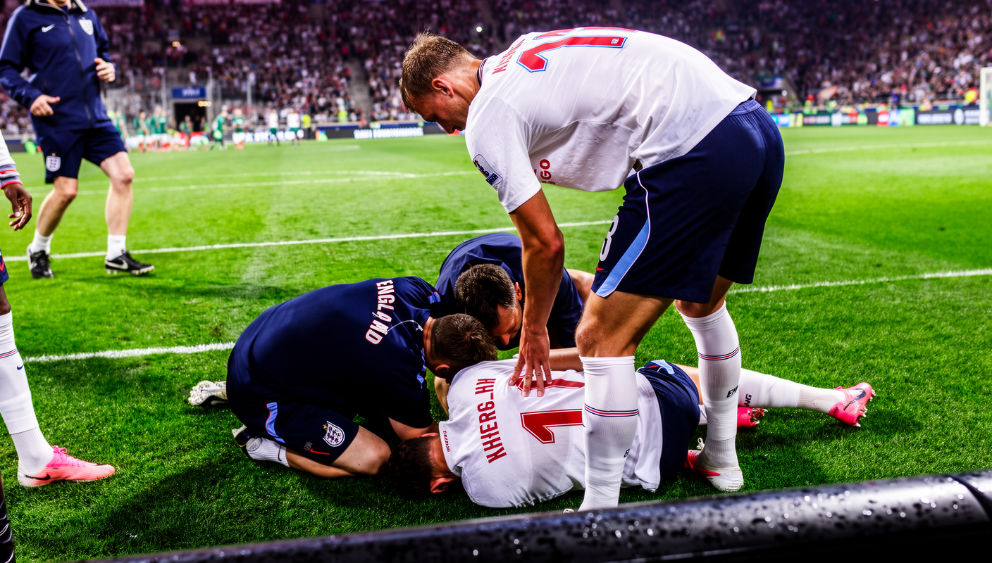 7M SPORTS - 英格兰中场哈里·凯恩队友伤情揭秘：庆祝时意外受伤为哪般？ - 7M体育